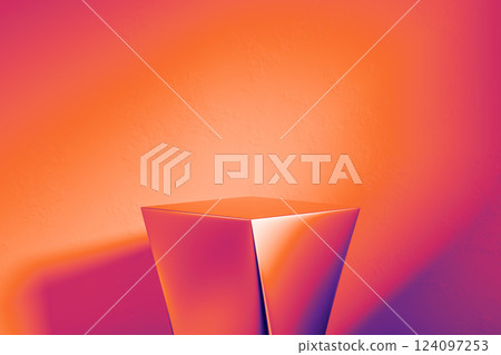 3d presentation pedestal or dais made of wood in room illuminated by sunlight 124097253