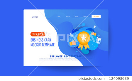 Employee Recognition and Appreciation with Business Card Mockup Template 124098689