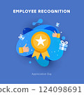 Employee Recognition and Appreciation Day Illustration with Star Medal 124098691