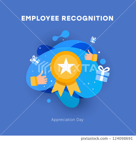 Employee Recognition and Appreciation Day Illustration with Star Medal 124098691