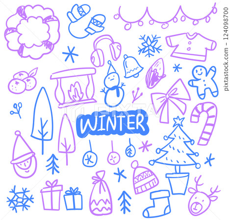 Hand-Drawn Winter Icon Set Hand-Drawn Winter Icon Set 124098700