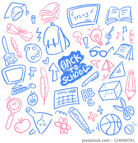 Hand-Drawn School Theme Icon Set 124098701