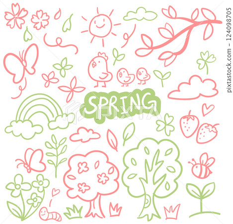 Hand-Drawn Spring Icon Set 124098705