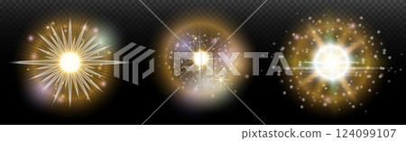 set of glowing neon stars and bokeh 124099107