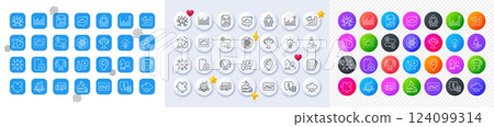 Phone download, Efficacy and Chess line icons. Square, Gradient, Pin 3d buttons. AI, QA and map pin icons. Pack of Winner, Info, Cloud system icon. Fake news, Group, Cable section pictogram. Vector 124099314