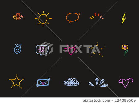 Set of different colorful hand drawn doodles. Set of different colorful hand drawn doodles. 124099509