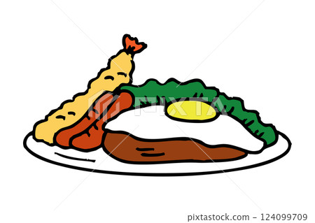 Western food fried egg hamburger plate set Western food fried egg hamburger plate set 124099709