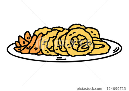 Western food French fries and onion rings set 124099713