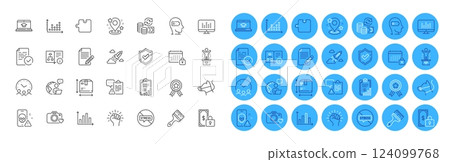 Website education, Dot plot and Diagram graph line icons pack. Meeting time, Puzzle, Pin web icon. Clipboard, Checklist, Box size pictogram. Private payment, Technical algorithm, Calendar. Vector 124099768