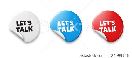 Lets talk tag. Price tag sticker with offer message. Connect offer sign. Conversation symbol. Sticker tag banners. Discount label badge. Vector Lets talk tag. Price tag sticker with offer message. Connect offer sign. Conversation symbol. Sticker tag banners. Discount label badge. Vector 124099956