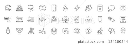 Piggy bank, Energy and Incubator line icons. Pack of Approved phone, Swipe up, Face biometrics icon. Bitcoin exchange, Share, Talk bubble pictogram. Chat bubble, Inspiration. Line icons. Vector 124100244