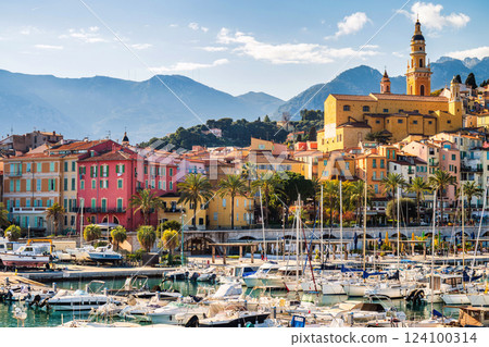 Menton village old town during spring 124100314