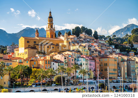 Menton village old town during spring 124100318