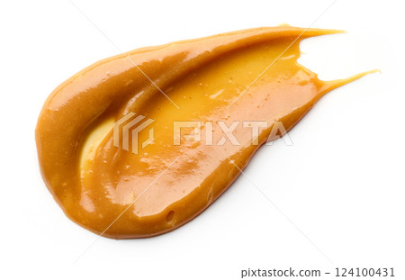 caramel smear on white background caramel smear on white background 124100431