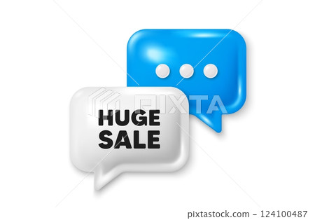 Huge Sale tag. Chat speech bubble 3d icon. Special offer price sign. Advertising Discounts symbol. Huge sale chat offer. Speech bubble banner. Text box balloon. Vector Huge Sale tag. Chat speech bubble 3d icon. Special offer price sign. Advertising Discounts symbol. Huge sale chat offer. Speech bubble banner. Text box balloon. Vector 124100487