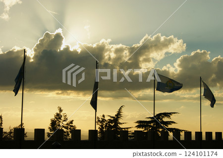 Picturesque sunset in Sun Marino Picturesque sunset in Sun Marino 124101174