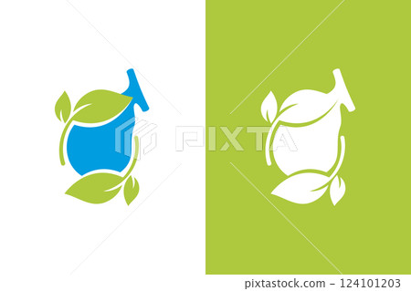 Vector gallbladder with leaves logo combination. Gallbladder organic logotype design template. 124101203