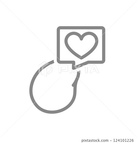 Gallbladder with heart in speech bubble line icon. Charity and donation symbol. Vector illustration 124101226