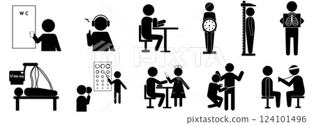 Health checkup and medical examination pictogram set 124101496
