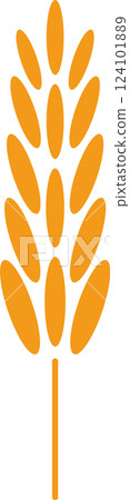 Minimalist vector illustration featuring a stylized orange wheat stalk, symbolizing agriculture, farming, healthy food, and organic products, evoking a sense of natural growth and sustainability Minimalist vector illustration featuring a stylized orange wheat stalk, symbolizing agriculture, farming, healthy food, and organic products, evoking a sense of natural growth and sustainability 124101889