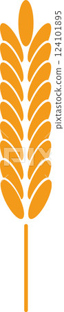 Orange stylized wheat stalk icon symbolizing agriculture, farming, and healthy organic food, set against a clean white background, emphasizing natural growth and nutrition 124101895