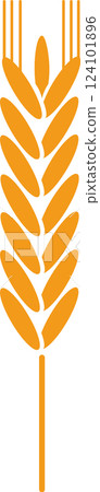 Stylized drawing featuring an ear of wheat with a long stem and numerous grains, symbolizing agriculture, farming, and the essence of healthy food and nutrition Stylized drawing featuring an ear of wheat with a long stem and numerous grains, symbolizing agriculture, farming, and the essence of healthy food and nutrition 124101896
