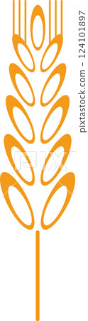 Minimalist vector illustration of a wheat stalk symbolizing growth, abundance, and the agricultural industry, suitable for logos, icons, or branding related to farming, food, or nature 124101897