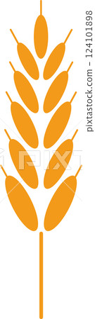 Stylized orange ear of wheat symbolizing agriculture, farming, healthy eating, organic food, and the importance of grains in a balanced diet Stylized orange ear of wheat symbolizing agriculture, farming, healthy eating, organic food, and the importance of grains in a balanced diet 124101898