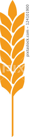 Minimalist vector illustration of a single wheat stalk, symbolizing agriculture, farming, harvest, and the food industry, isolated on a white background Minimalist vector illustration of a single wheat stalk, symbolizing agriculture, farming, harvest, and the food industry, isolated on a white background 124101900