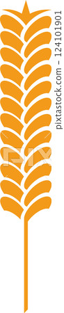 Stylized drawing of a single ear of wheat, isolated on a white background, representing agriculture, food production, and the importance of grains in human diet Stylized drawing of a single ear of wheat, isolated on a white background, representing agriculture, food production, and the importance of grains in human diet 124101901