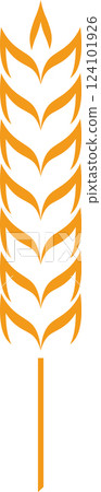 Orange stylized wheat stalk icon representing agriculture, farming, and healthy organic food, set against a clean white background, capturing the essence of nature and nourishment Orange stylized wheat stalk icon representing agriculture, farming, and healthy organic food, set against a clean white background, capturing the essence of nature and nourishment 124101926
