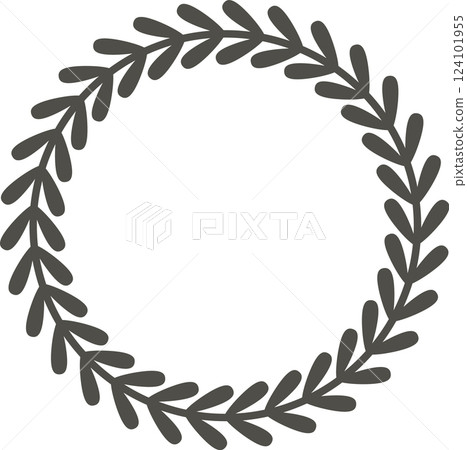 Hand drawn circular laurel wreath creating a simple yet elegant decorative frame, ideal for adding a touch of nature and sophistication to various design projects Hand drawn circular laurel wreath creating a simple yet elegant decorative frame, ideal for adding a touch of nature and sophistication to various design projects 124101955