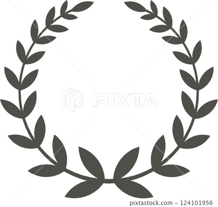 Featuring a minimalist and elegant circular laurel wreath, creating a sophisticated frame that symbolizes victory, achievement, and honor, perfect for celebrating success and excellence 124101956