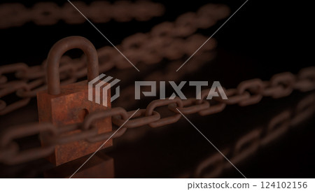 The Rusty lock for protection or security concept 3d Rendering. 124102156