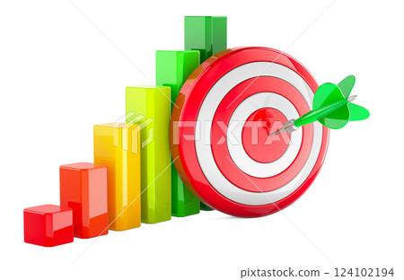 Target with arrows and growing chart. 3D rendering 124102194