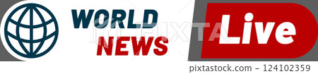 World news live breaking news bulletin live stream is covering current events, providing updates and analysis on global affairs with a wireframe globe and a live streaming banner 124102359