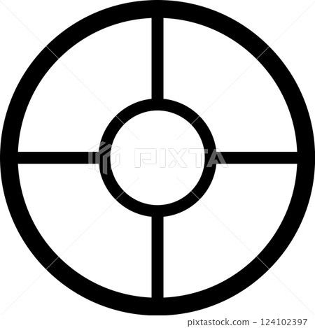 Minimalist black and white geometric design featuring a circle divided into four quadrants by perpendicular lines, creating a balanced and symmetrical composition Minimalist black and white geometric design featuring a circle divided into four quadrants by perpendicular lines, creating a balanced and symmetrical composition 124102397