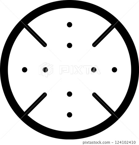Simple black and white target icon representing focusing and aiming at objectives and goals, with crosshairs and multiple points indicating precision and accuracy Simple black and white target icon representing focusing and aiming at objectives and goals, with crosshairs and multiple points indicating precision and accuracy 124102410
