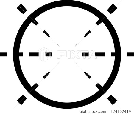 Target aim symbol focusing on a clean white background, embodying concepts of accuracy, precision, and the relentless pursuit of goals across various settings and challenges 124102419