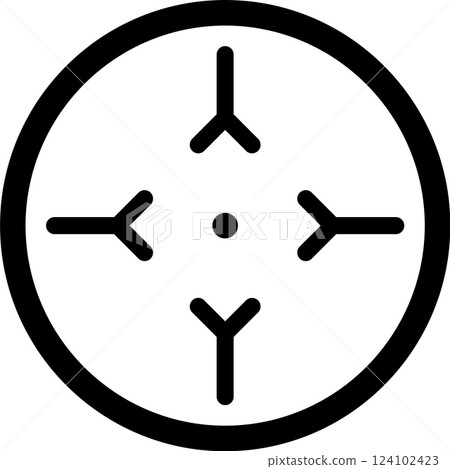 Target icon aiming center point inside a circle with crosshairs focusing objective, representing accuracy, precision, and goal achievement in a simple yet powerful visual 124102423