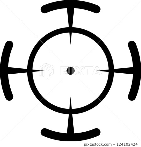 Simple black and white target symbol representing precision and focus, ideal for shooting sports, hunting, or any application requiring accurate aiming 124102424