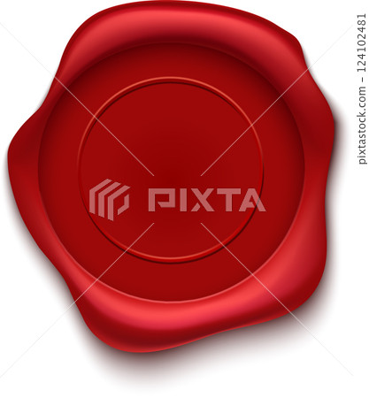 Red wax seal with empty space for a logo or symbol, representing security, authenticity, and official validation of documents or agreements Red wax seal with empty space for a logo or symbol, representing security, authenticity, and official validation of documents or agreements 124102481