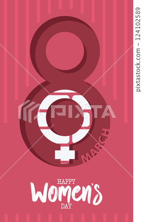 March 8th Womens Day graphic with Venus symbol Vector 124102589