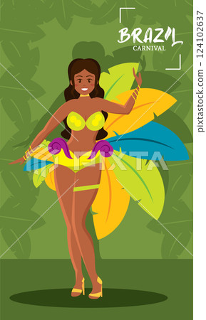 Brazilian samba dancer performing at carnival celebration Vector 124102637
