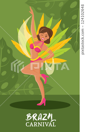 Brazilian samba dancer performing at carnival celebration Vector 124102648