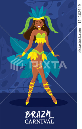 Brazilian samba dancer performing at carnival celebration Vector 124102649