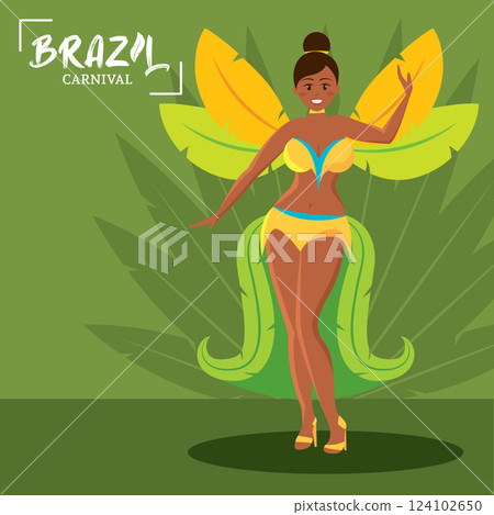 Brazilian samba dancer performing at carnival celebration Vector 124102650