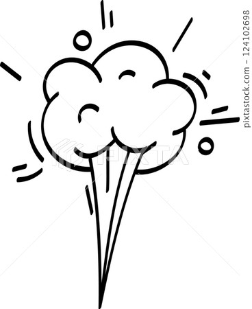 Hand drawn comic explosion puff cloud with speed lines and circles is popping up, creating a dynamic visual effect suitable for cartoons, comics, and graphic design projects Hand drawn comic explosion puff cloud with speed lines and circles is popping up, creating a dynamic visual effect suitable for cartoons, comics, and graphic design projects 124102698