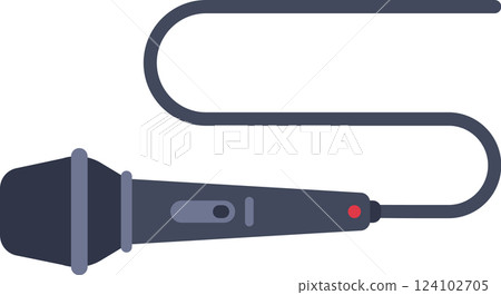 Microphone with cable forming an s shape on white background, ideal for musical or vocal projects, journalism, podcasting, broadcasting and communication Microphone with cable forming an s shape on white background, ideal for musical or vocal projects, journalism, podcasting, broadcasting and communication 124102705