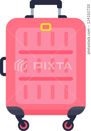 Pink rolling suitcase featuring a retractable handle and smooth wheels, perfect for travel, tourism, and business trips, providing exceptional convenience and effortless mobility Pink rolling suitcase featuring a retractable handle and smooth wheels, perfect for travel, tourism, and business trips, providing exceptional convenience and effortless mobility 124102720